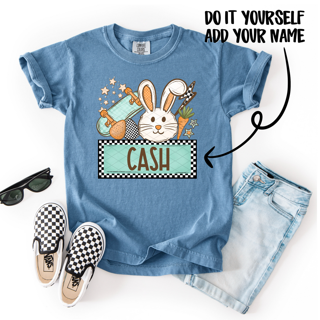 Checkered Boy Name Plate DTF Print