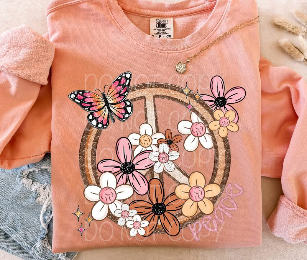 Peace Butterflies DTF Print