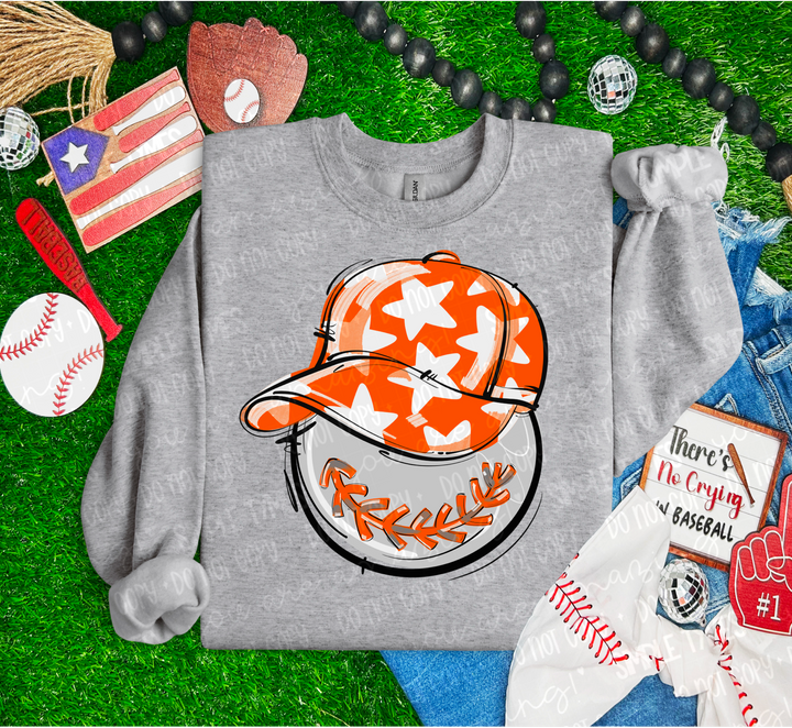 Baseball Happy Face DTF Print