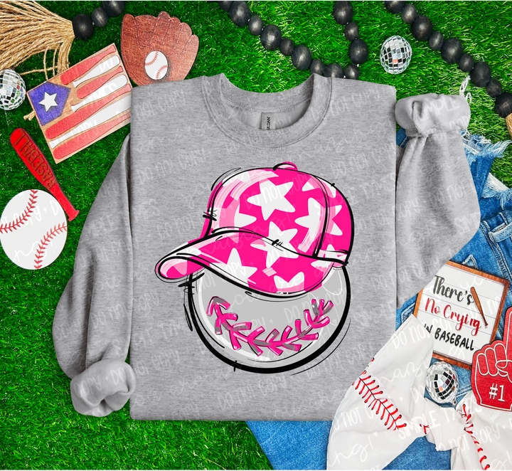 Baseball Happy Face DTF Print