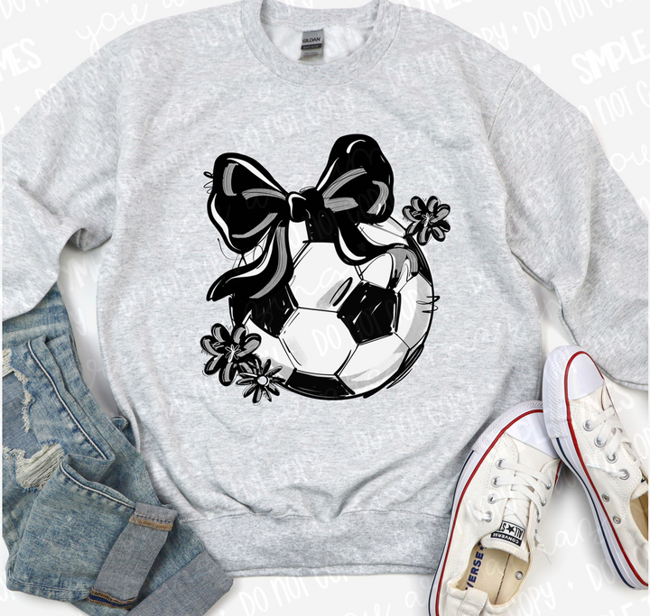 Play Ball Bow with Flowers Soccer DTF Print