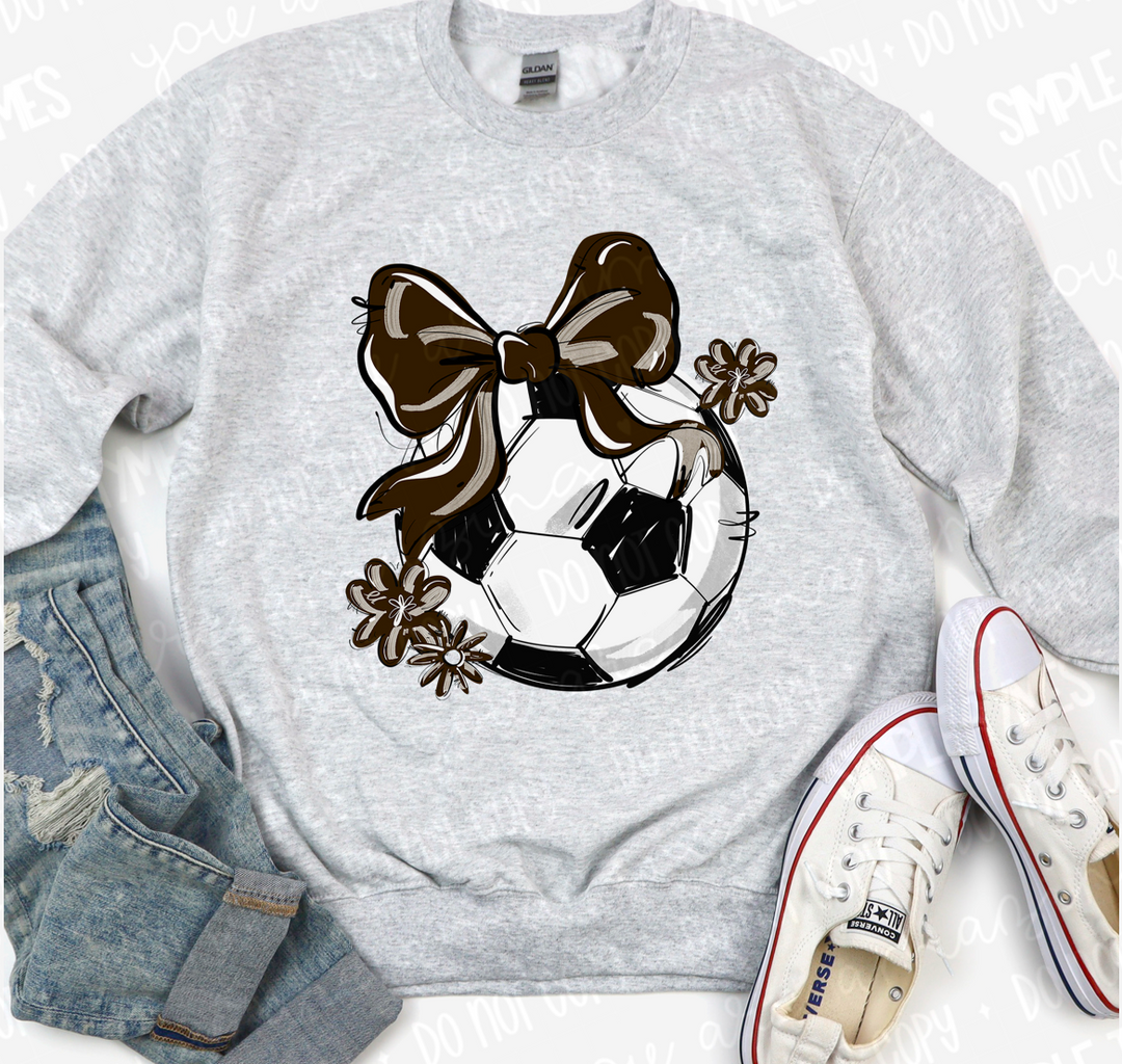 Play Ball Bow with Flowers Soccer DTF Print