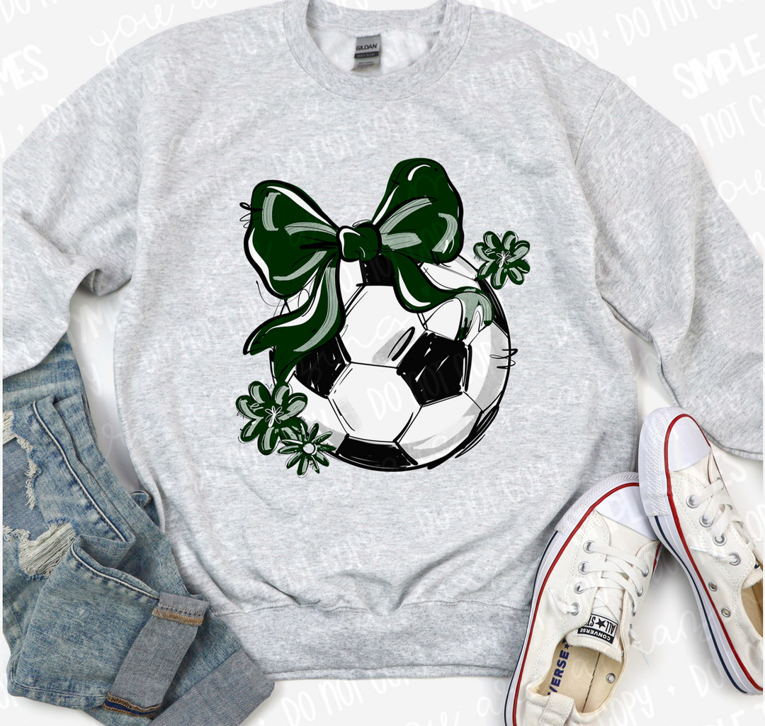 Play Ball Bow with Flowers Soccer DTF Print