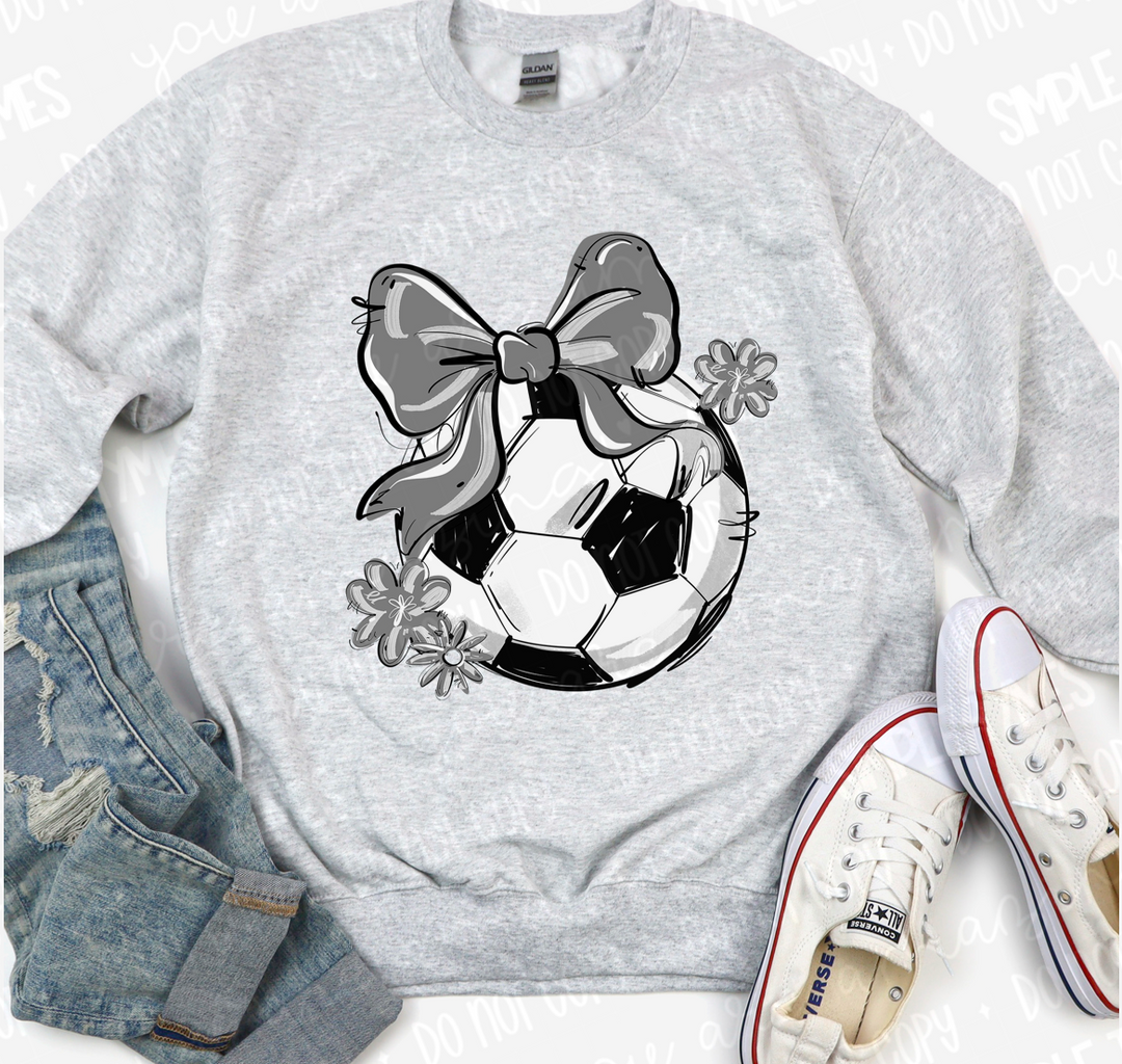 Play Ball Bow with Flowers Soccer DTF Print