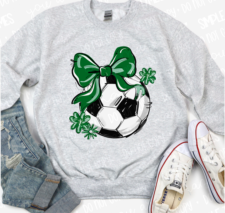 Play Ball Bow with Flowers Soccer DTF Print