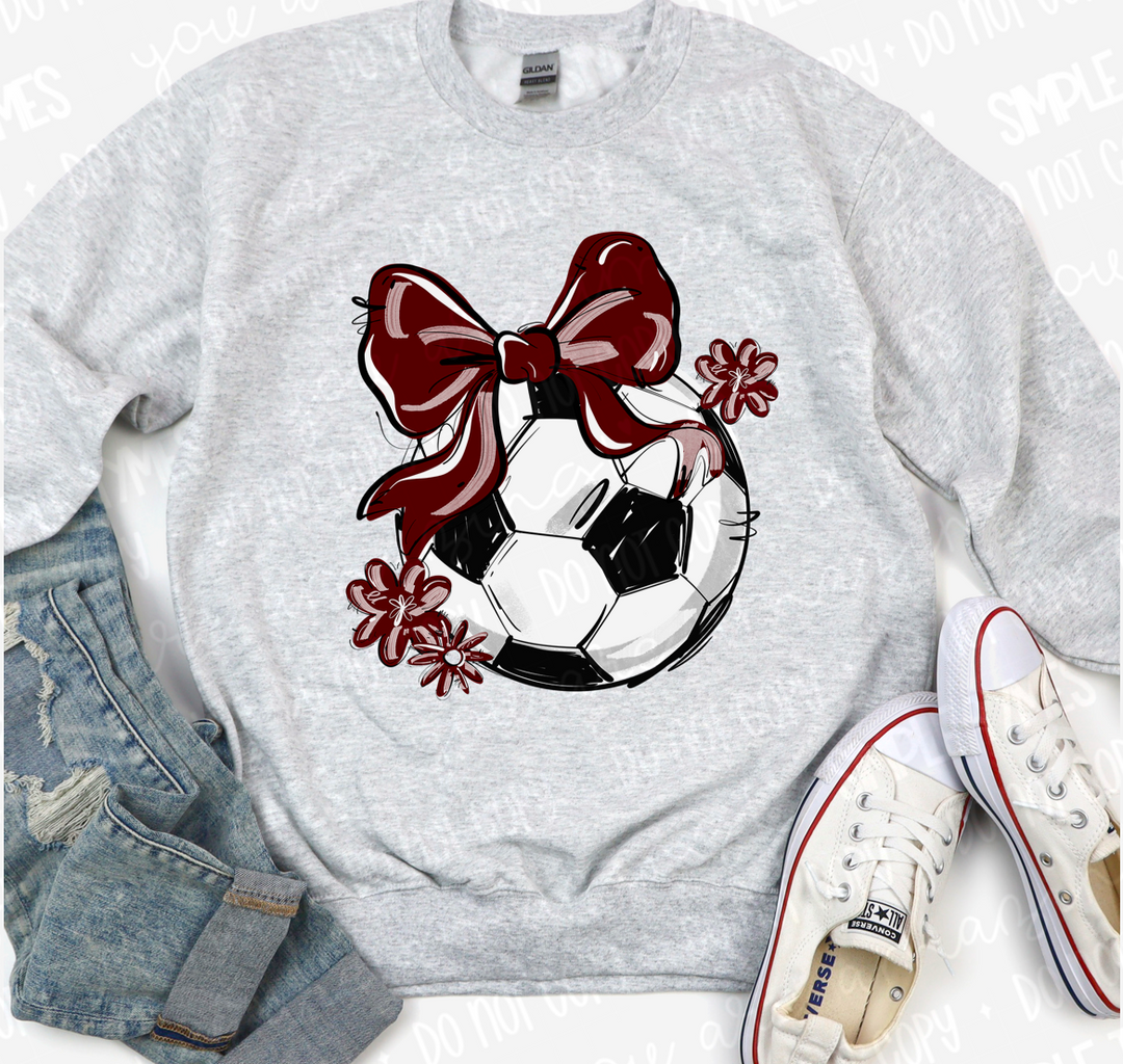Play Ball Bow with Flowers Soccer DTF Print