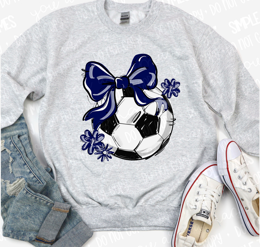 Play Ball Bow with Flowers Soccer DTF Print