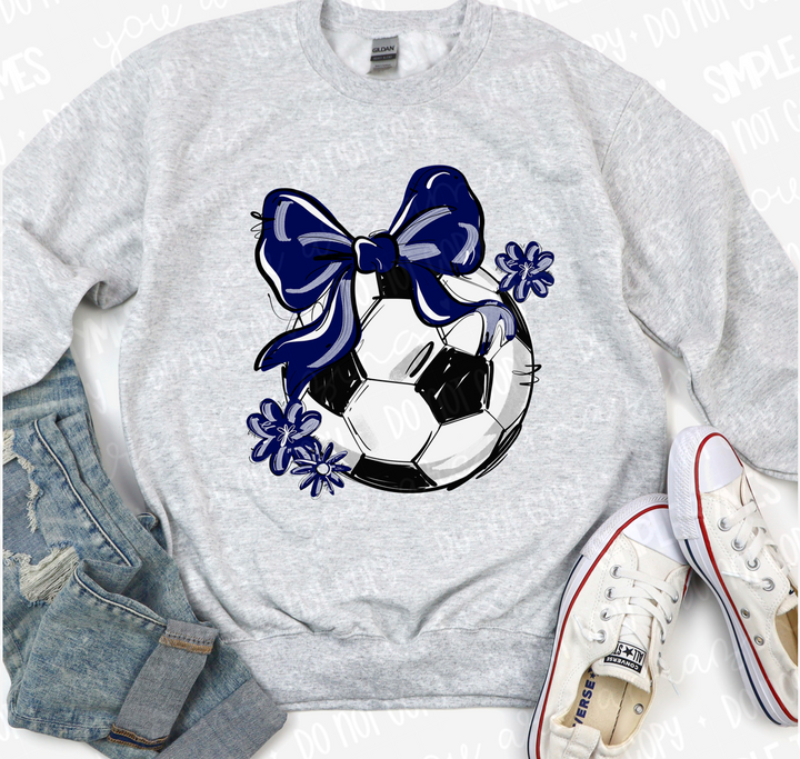 Play Ball Bow with Flowers Soccer DTF Print