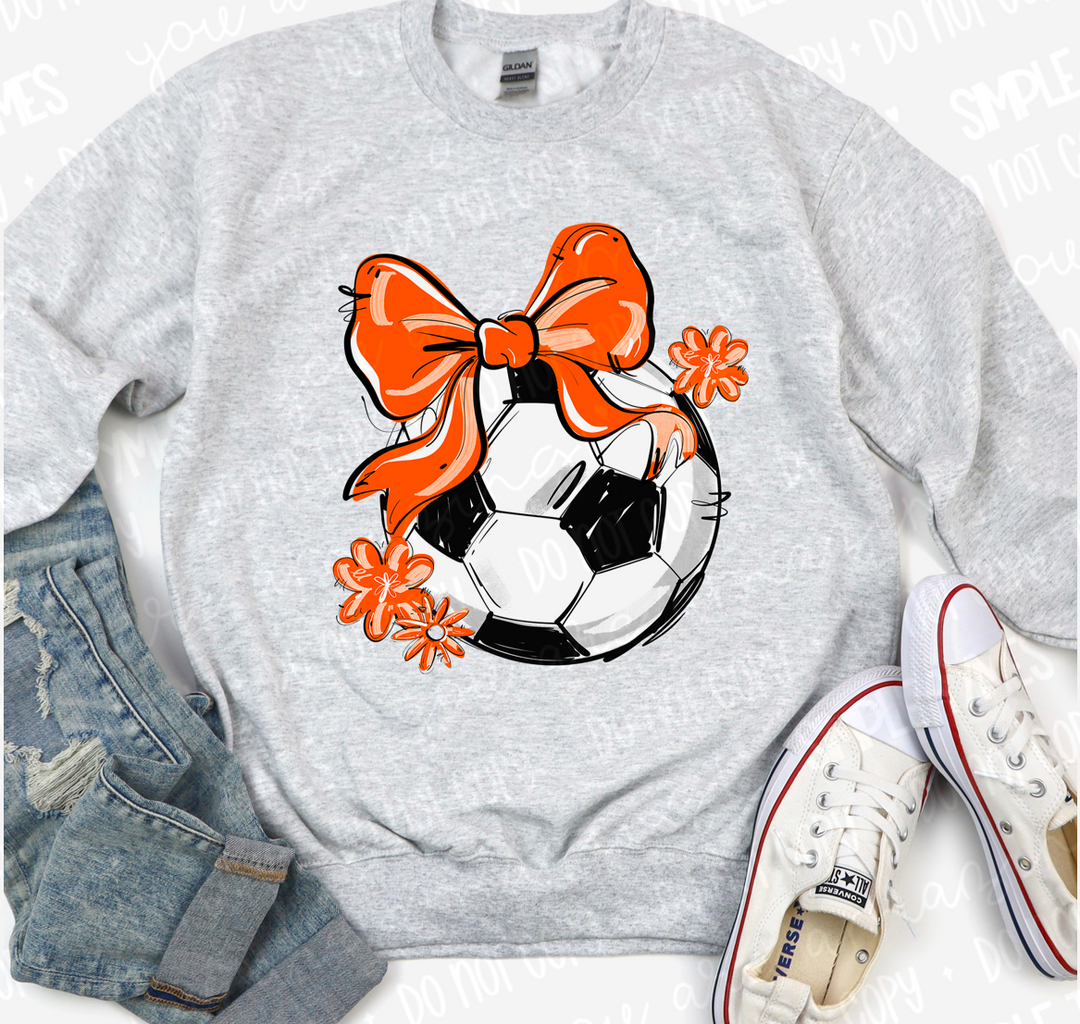 Play Ball Bow with Flowers Soccer DTF Print