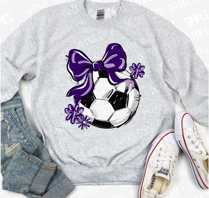 Play Ball Bow with Flowers Soccer DTF Print