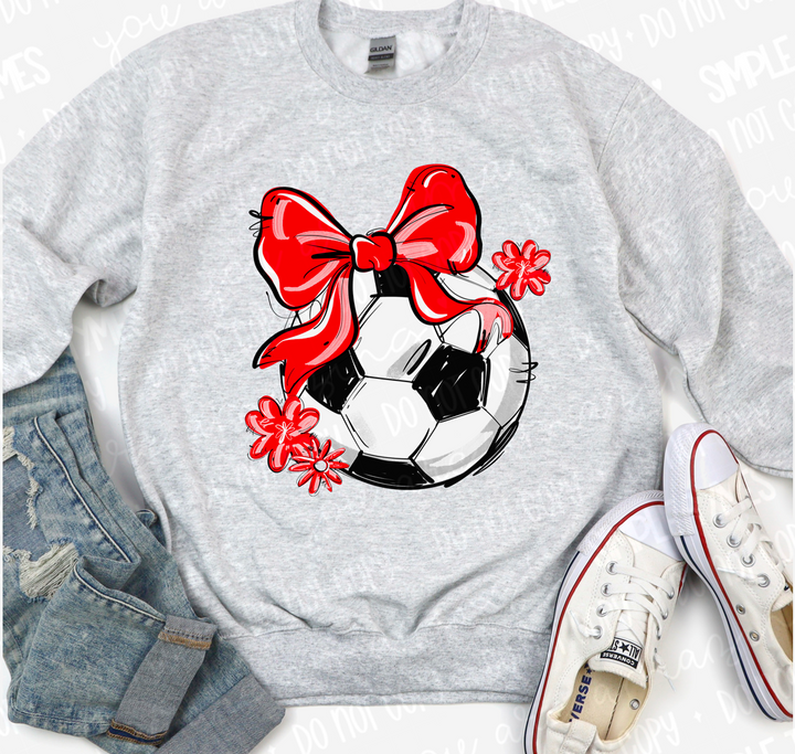 Play Ball Bow with Flowers Soccer DTF Print