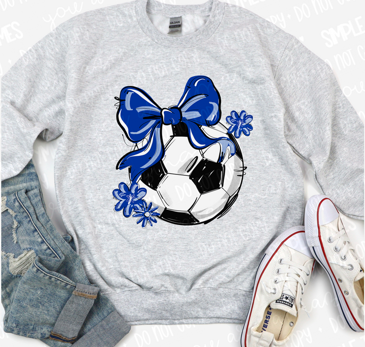 Play Ball Bow with Flowers Soccer DTF Print