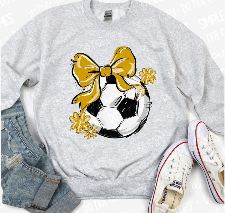 Play Ball Bow with Flowers Soccer DTF Print
