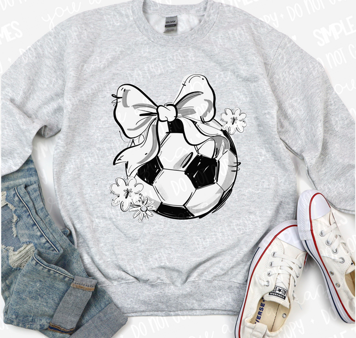Play Ball Bow with Flowers Soccer DTF Print