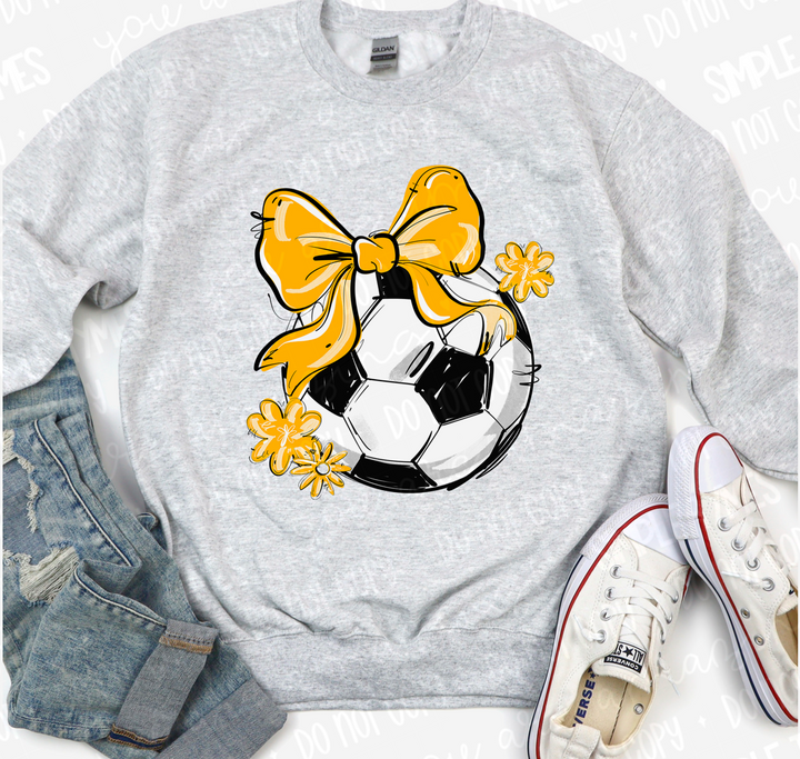 Play Ball Bow with Flowers Soccer DTF Print