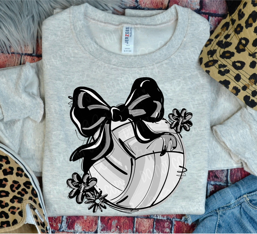 Play Ball Bow with Flowers Volleyball DTF Print
