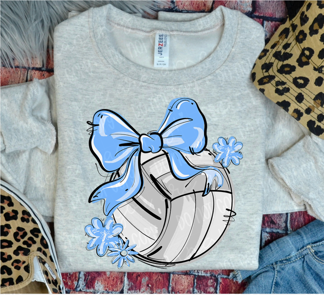 Play Ball Bow with Flowers Volleyball DTF Print