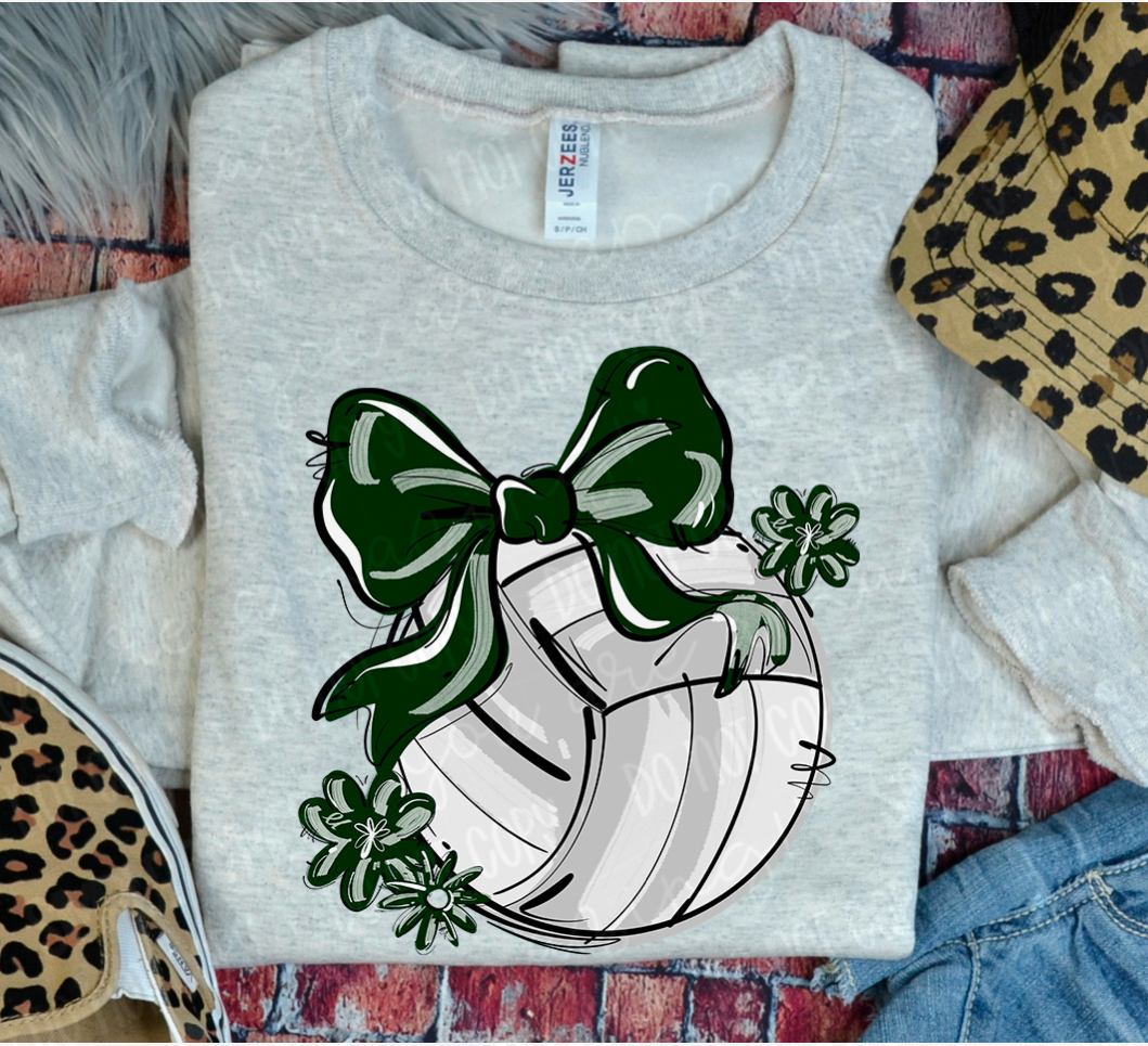 Play Ball Bow with Flowers Volleyball DTF Print