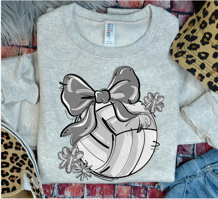 Play Ball Bow with Flowers Volleyball DTF Print