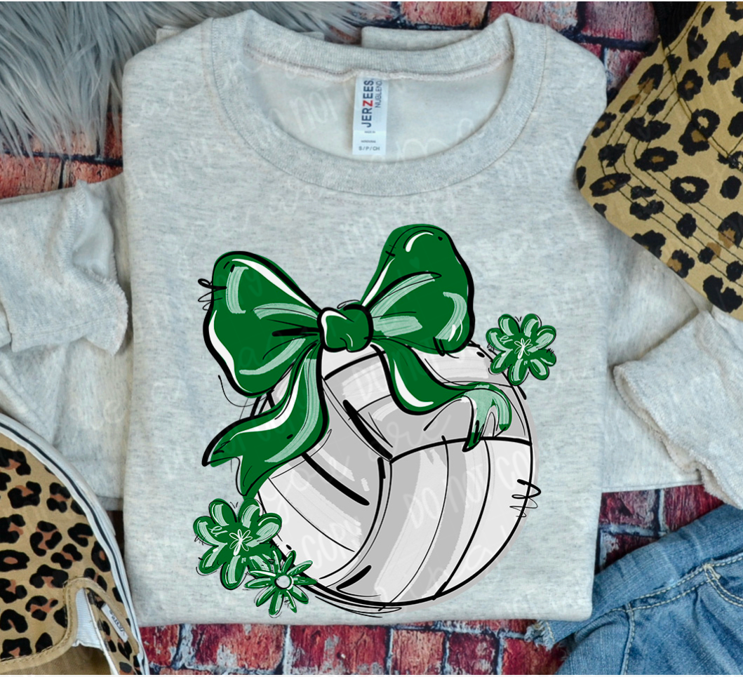 Play Ball Bow with Flowers Volleyball DTF Print