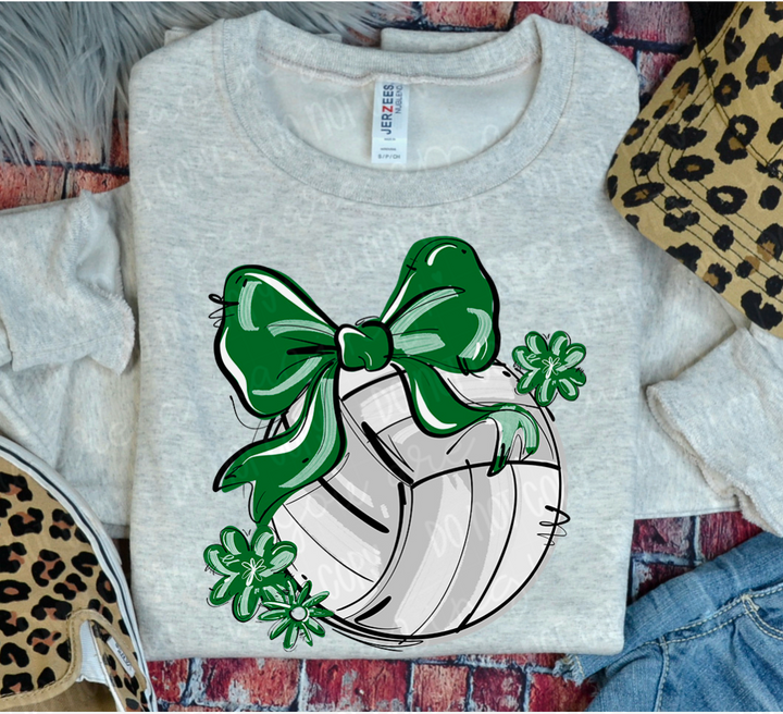 Play Ball Bow with Flowers Volleyball DTF Print