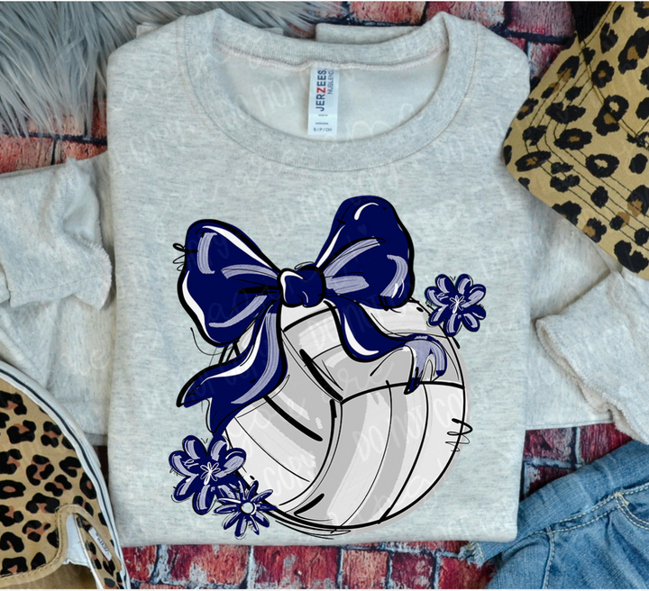 Play Ball Bow with Flowers Volleyball DTF Print