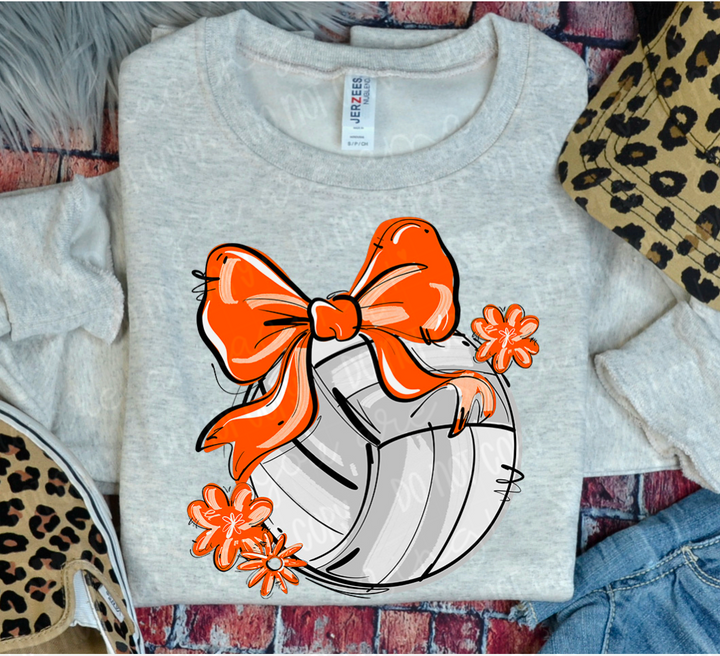 Play Ball Bow with Flowers Volleyball DTF Print