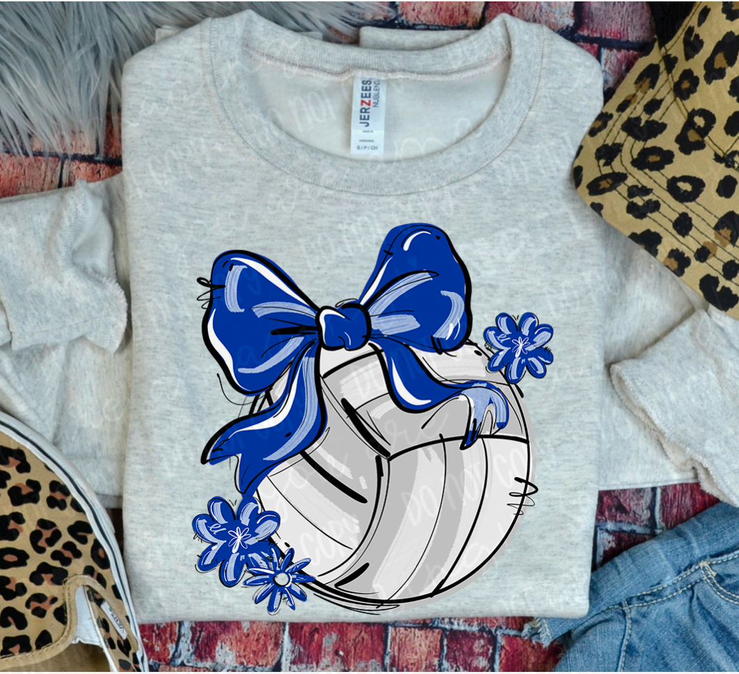 Play Ball Bow with Flowers Volleyball DTF Print