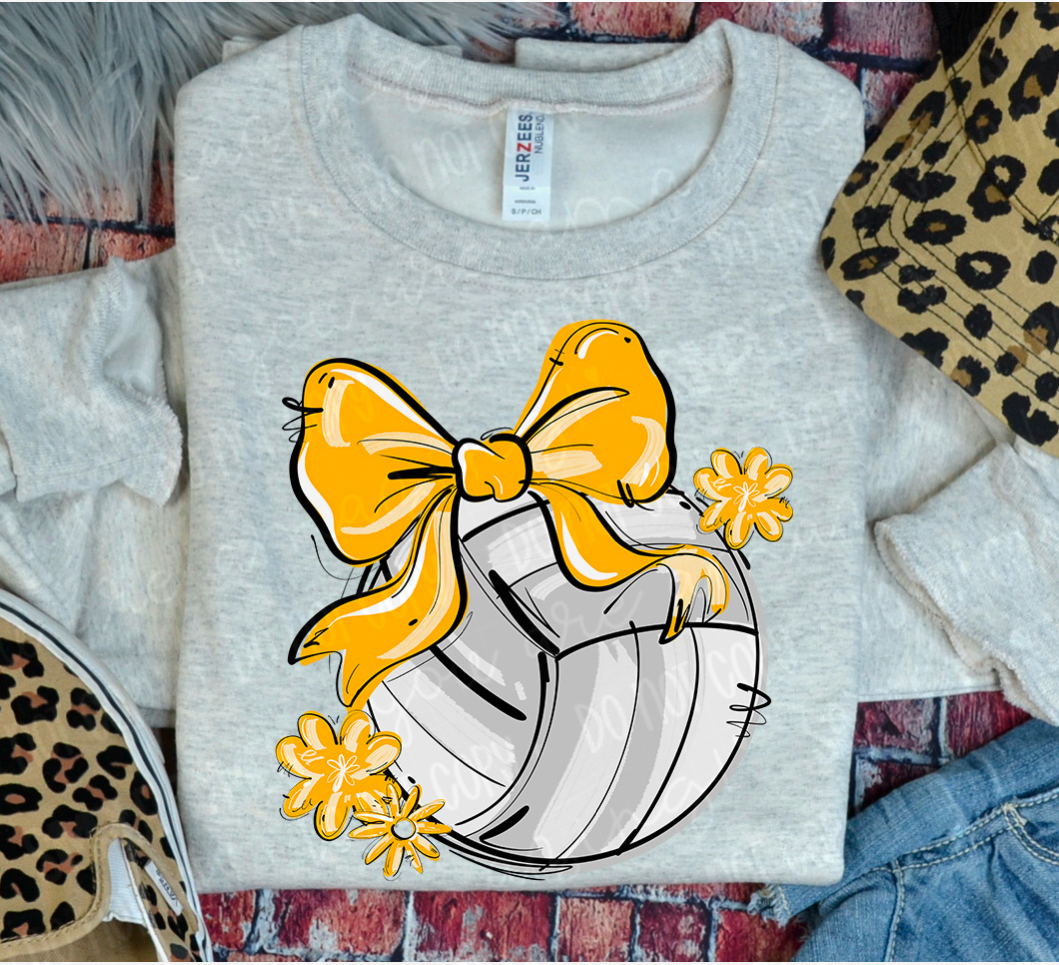 Play Ball Bow with Flowers Volleyball DTF Print