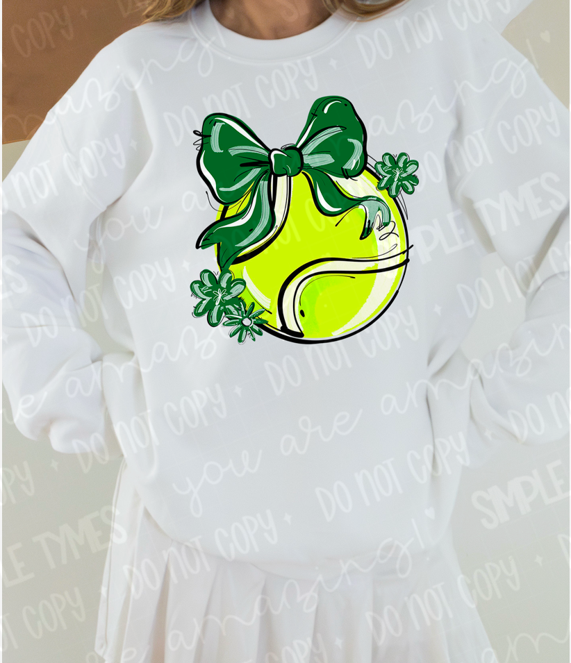 Play Ball Bow with Flowers Tennis DTF Print