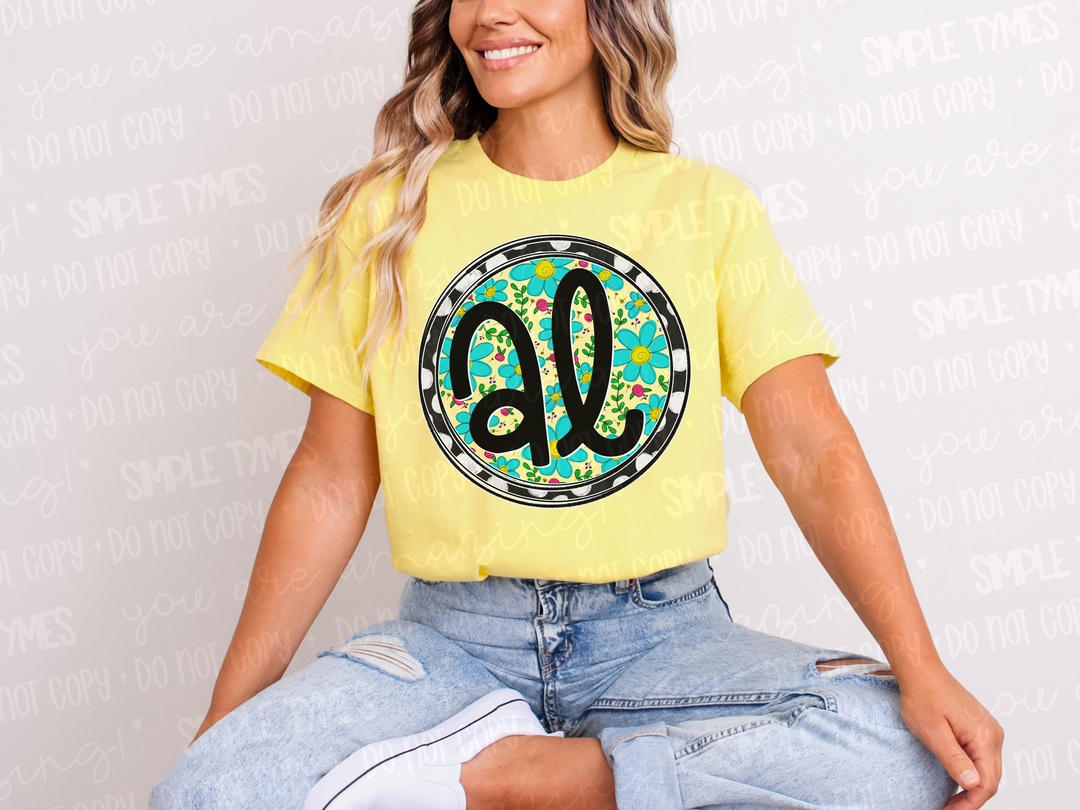 Floral Circle States DTF Prints