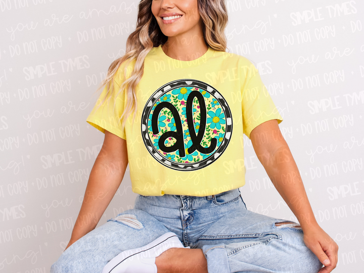 Floral Circle States DTF Prints