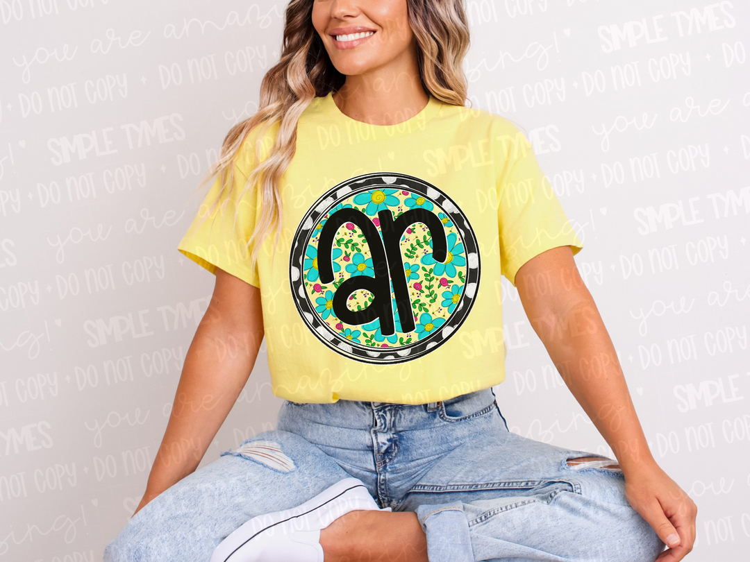 Floral Circle States DTF Prints