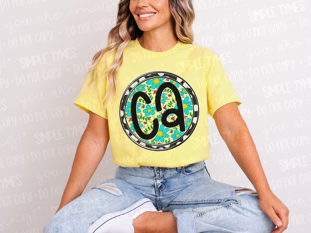 Floral Circle States DTF Prints