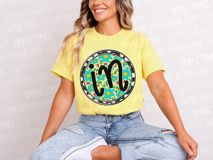 Floral Circle States DTF Prints