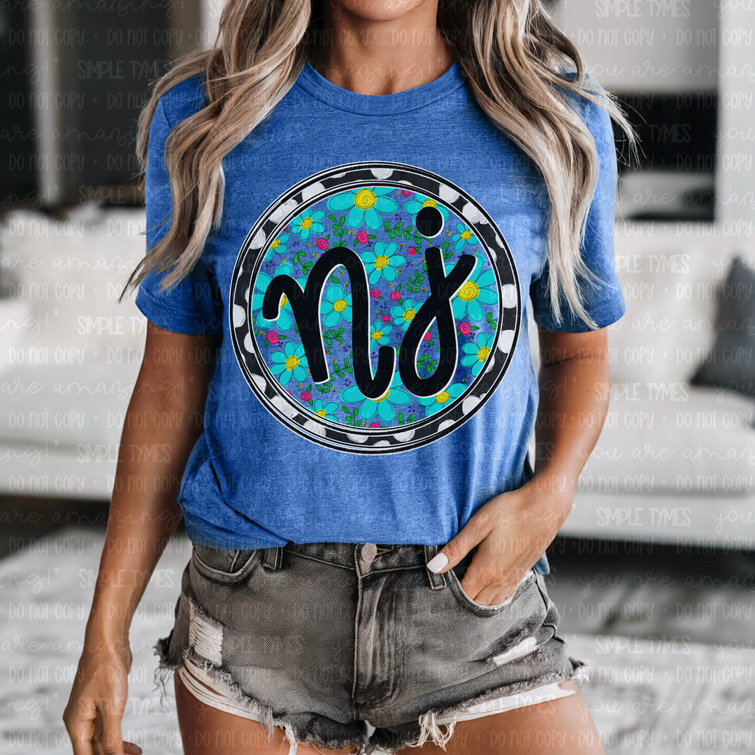 Floral Circle States DTF Prints