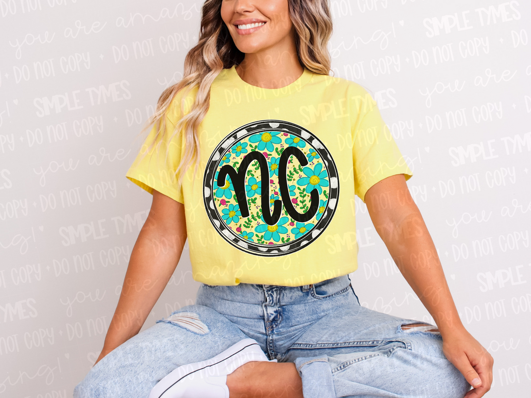 Floral Circle States DTF Prints