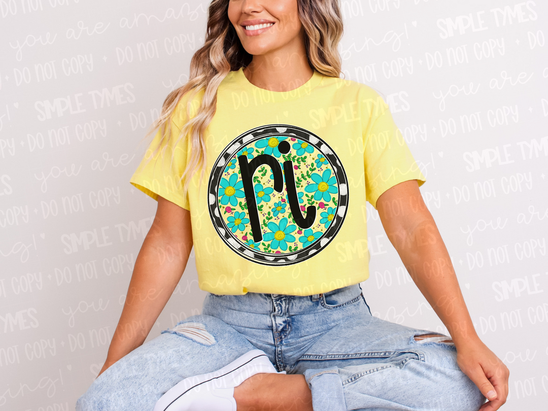 Floral Circle States DTF Prints