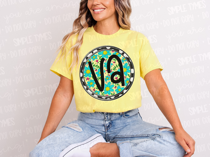 Floral Circle States DTF Prints
