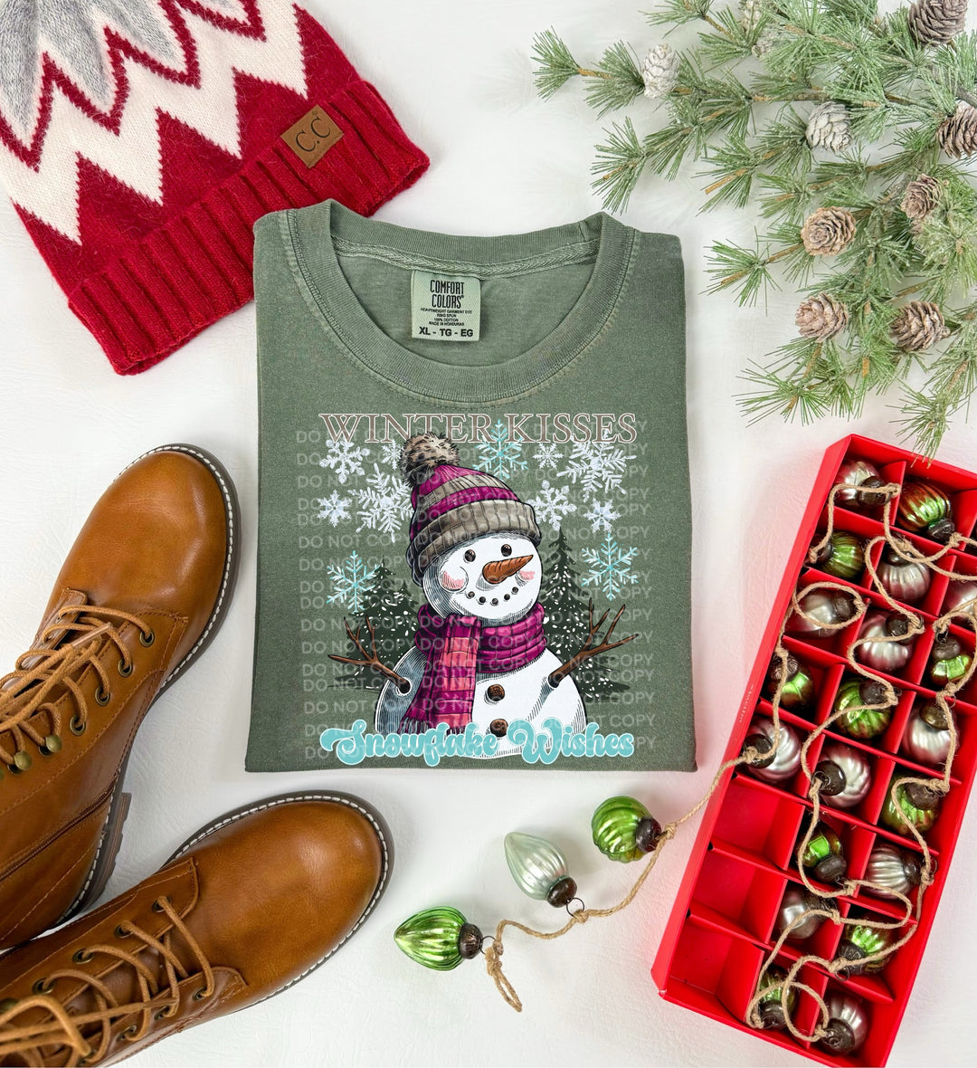 Winter Kisses Snowflake Wishes DTF Print