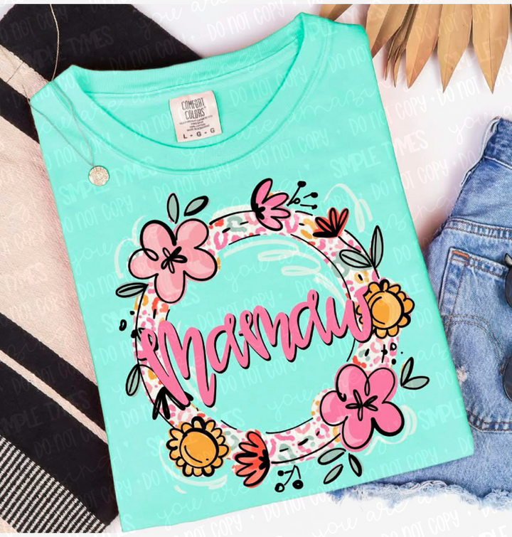 Floral and Leopard Names DTF Print