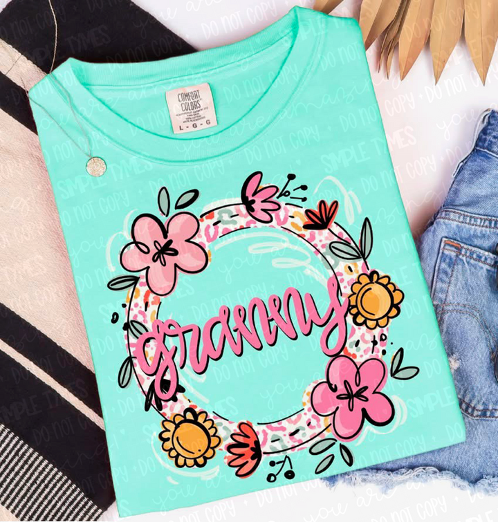 Floral and Leopard Names DTF Print