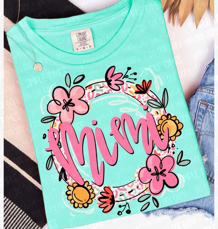 Floral and Leopard Names DTF Print