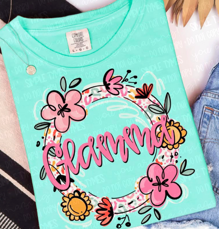 Floral and Leopard Names DTF Print