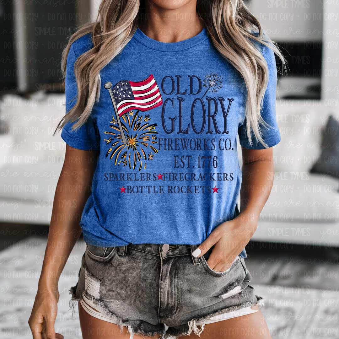 Old Glory Fireworks DTF Print