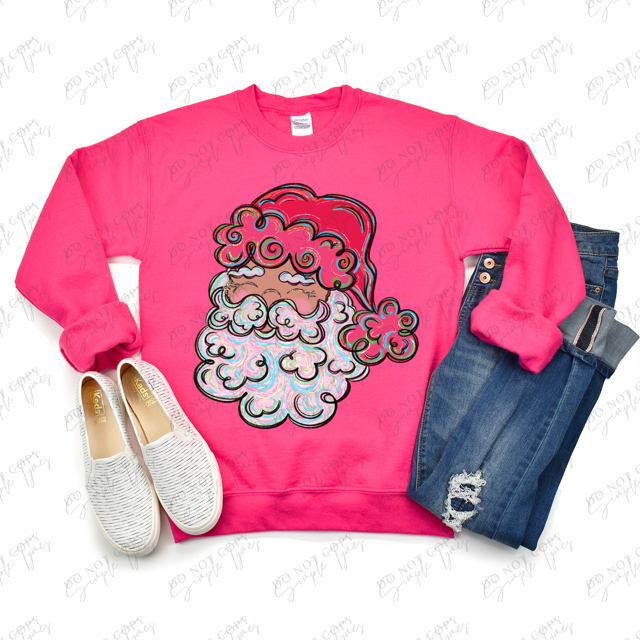 Bright Painted Santa DTF Print