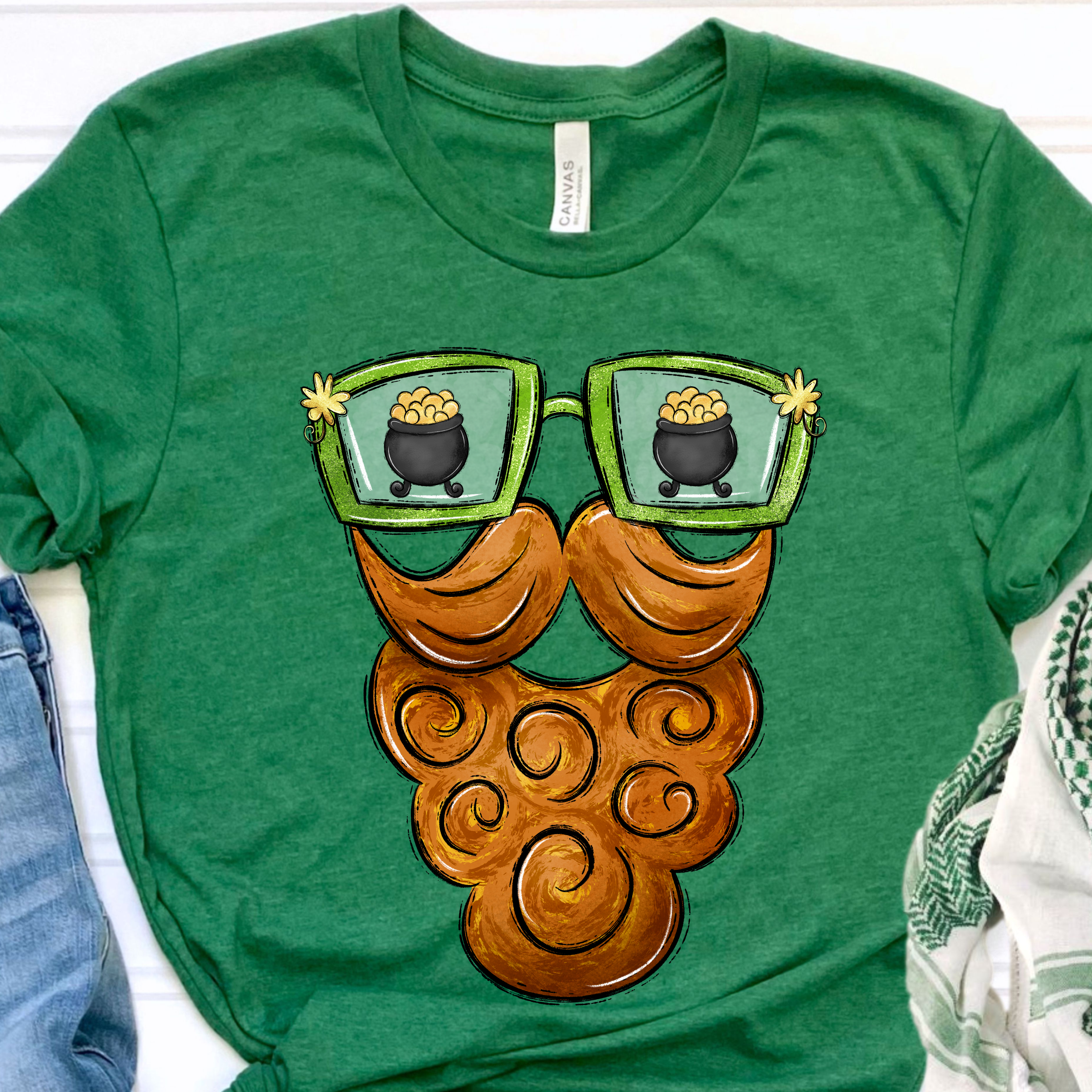 St Patrick’s Day Glasses and Beard DTF Print