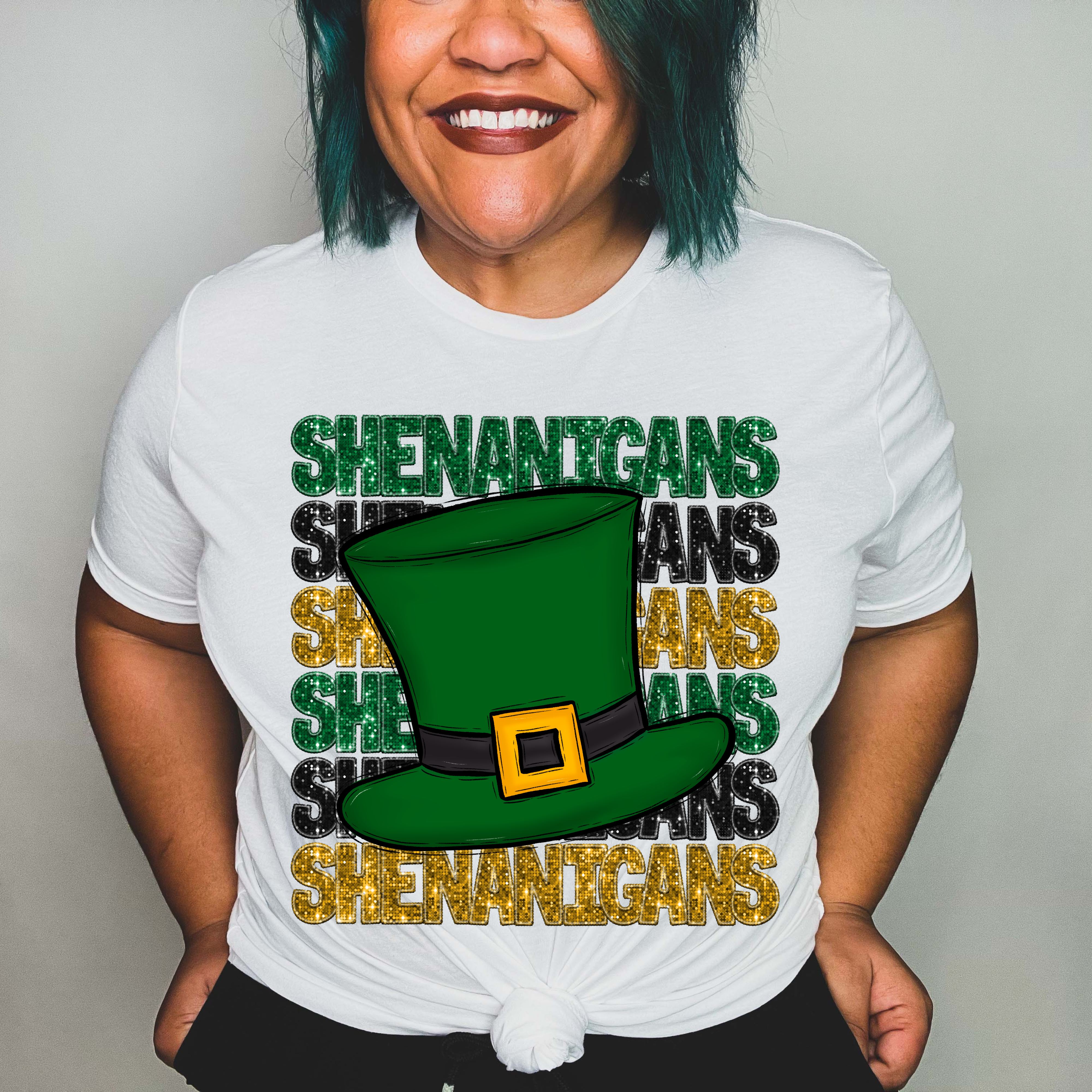 Shenanigans Stacked Faux Glitter DTF Print