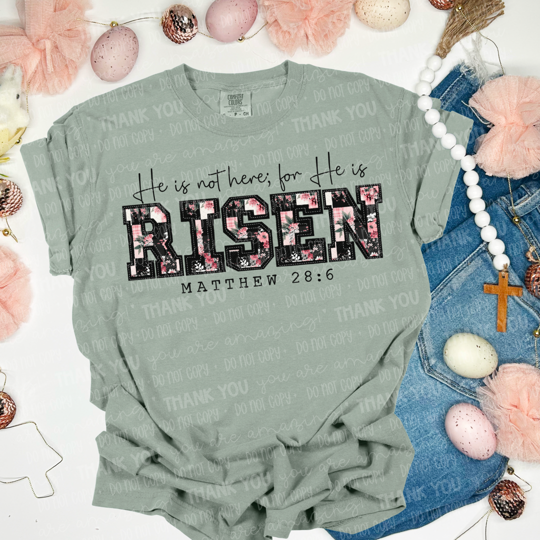 He Is Risen Quilted Floral DTF Print
