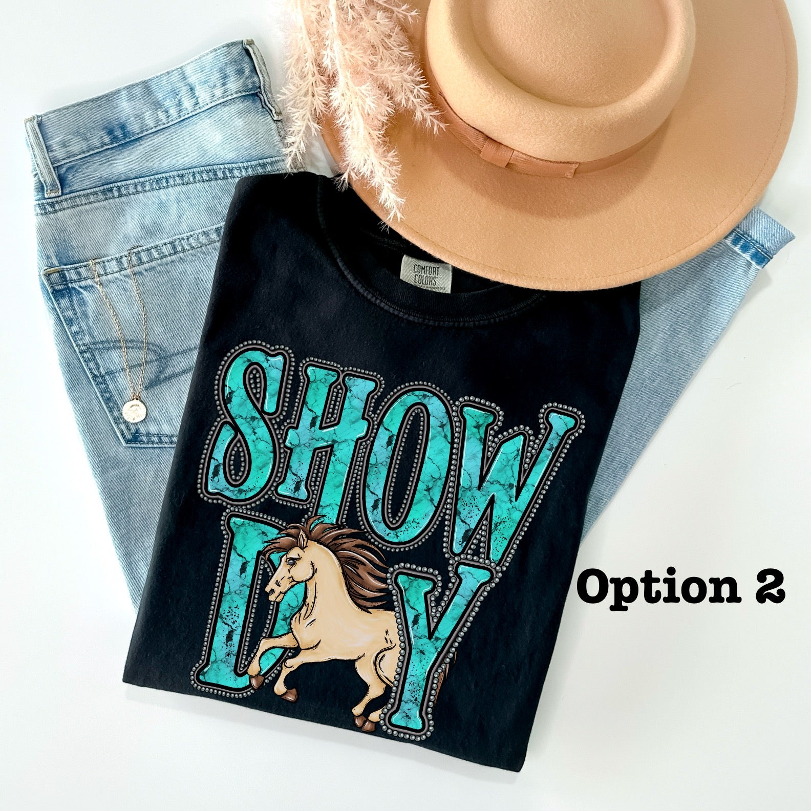 Turquoise Show Day with Horses DTF Print
